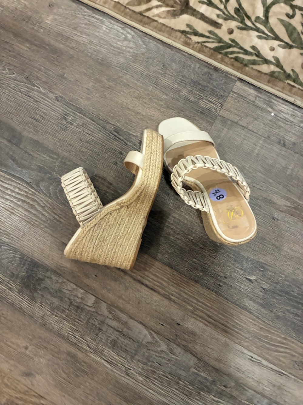 Bohemian Cream Chunky Comfy Wedge 5” Heel Open Toe Espadrilles Size 8.5 NWT